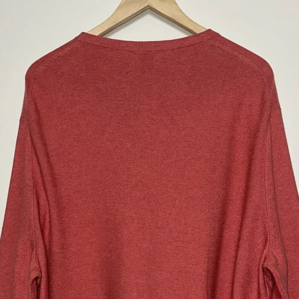 J. CREW Cotton Crewneck Sweater in Garter Stitch Heather Poppy NWT